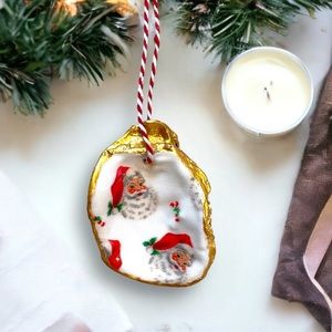 Santa Oyster Shell Ornament